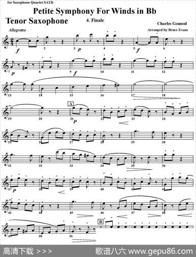 PetiteSymphonyForWindsinBb（四重奏·次中音萨克斯分谱）
