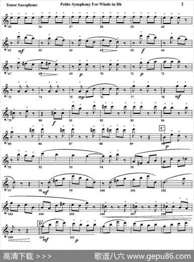 PetiteSymphonyForWindsinBb（四重奏·次中音萨克斯分谱）
