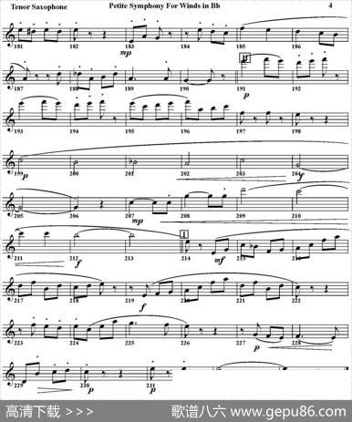 PetiteSymphonyForWindsinBb（四重奏·次中音萨克斯分谱）