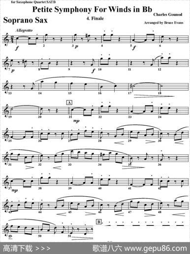 PetiteSymphonyForWindsinBb（四重奏·高音萨克斯分谱）