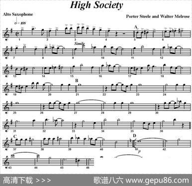 HighSociety（四重奏·中音萨克斯分谱）