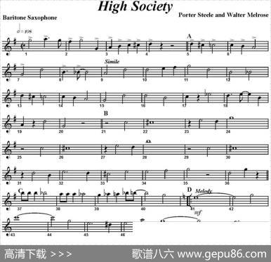 HighSociety（四重奏·上低音萨克斯分谱）