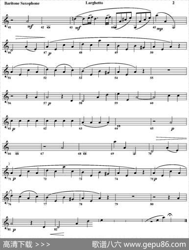 LARGHETTO（四重奏·上低音萨克斯分谱）