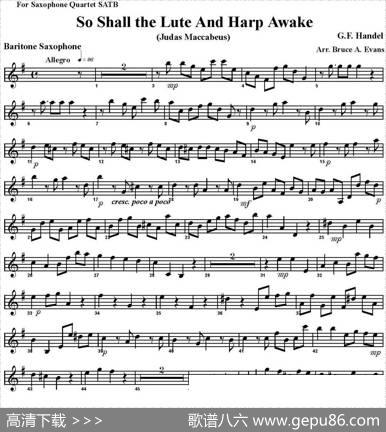 SoShalltheLuteAndHarpAwake（四重奏·上低音萨克斯分谱）