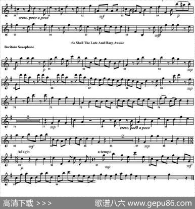 SoShalltheLuteAndHarpAwake（四重奏·上低音萨克斯分谱）