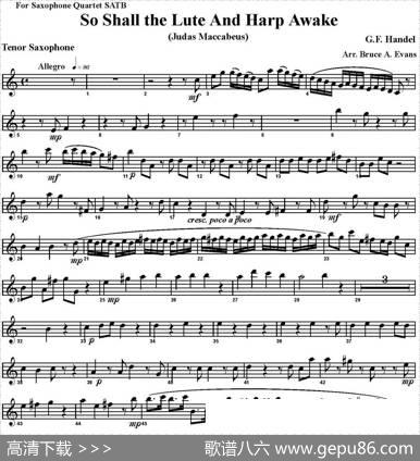 SoShalltheLuteAndHarpAwake（四重奏·次中音萨克斯分谱）