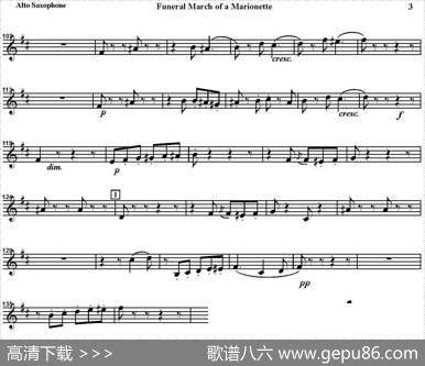 FUNERALMARCHOFAMARIONETTE（四重奏·中音萨克斯分谱）