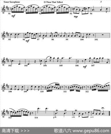 OTHOUTHATTELLESTGOODTIDINGSTOZION（四重奏·次中音萨克斯分谱）