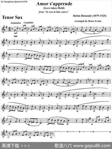 Amors'apprende(LovetakesHold)（四重奏·次中音萨克斯分谱）