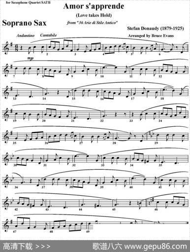 Amors'apprende(LovetakesHold)（四重奏·高音萨克斯分谱）