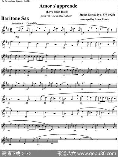 Amors'apprende(LovetakesHold)（四重奏·上低音萨克斯分谱）
