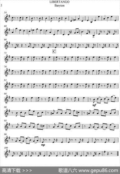 LIBERTANGO（四重奏·上低音萨克斯分谱）