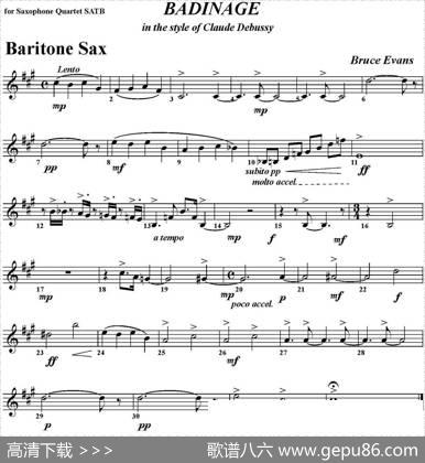 BADINAGE（四重奏·上低音萨克斯分谱）