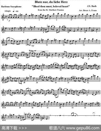 BlutenurduliebeHerz（四重奏·上低音萨克斯分谱）