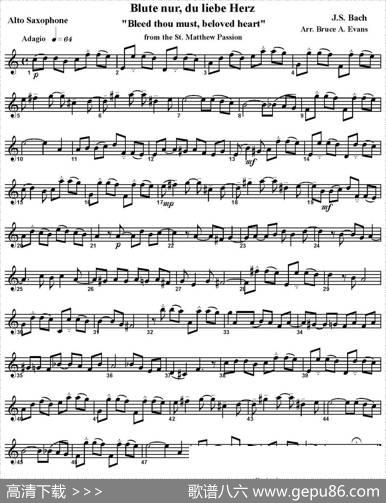 BlutenurduliebeHerz（四重奏·中音萨克斯分谱）