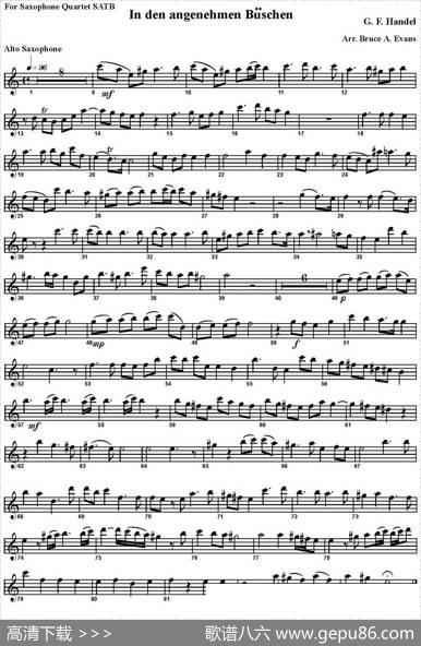 IndenangenehmenBuschen（四重奏·中音萨克斯分谱）