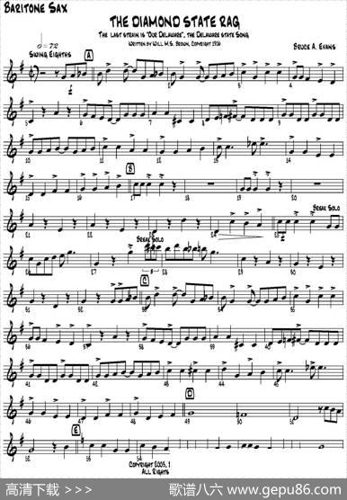 THEDIAMONDSTATERAG（四重奏·上低音萨克斯分谱）