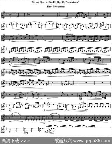 StringQuartetNo.12，Op.96（四重奏·次中音萨克斯分谱）