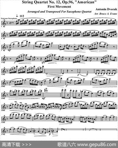 StringQuartetNo.12，Op.96（四重奏·高音萨克斯分谱）