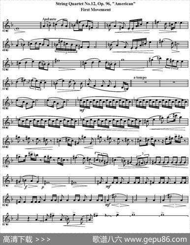 StringQuartetNo.12，Op.96（四重奏·高音萨克斯分谱）