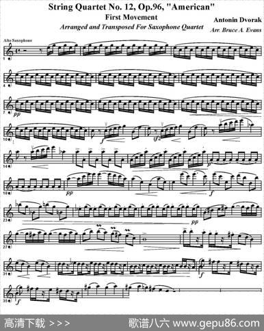 StringQuartetNo.12，Op.96（四重奏·中音萨克斯分谱）