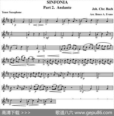SINFONIAPart2.Andante（四重奏·次中音萨克斯分谱）