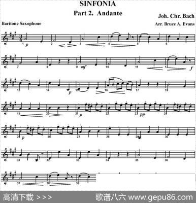 SINFONIAPart2.Andante（四重奏·上低音萨克斯分谱）