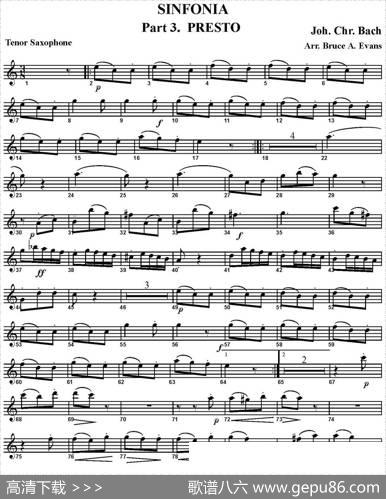 SINFONIAPart3.PRESTO（四重奏·次中音萨克斯分谱）