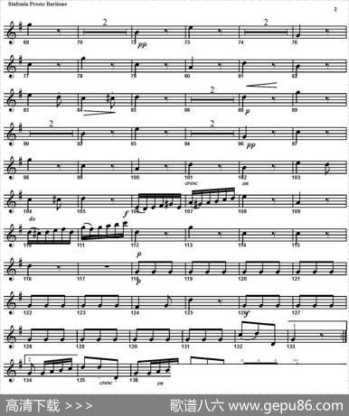 SINFONIAPart3.PRESTO（四重奏·上低音萨克斯分谱）