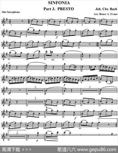 SINFONIAPart3.PRESTO（四重奏·中音萨克斯分谱）