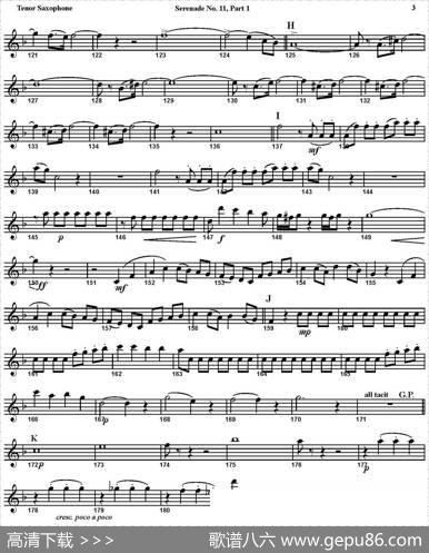 SERENADENo.11inEb，K.375Part1（四重奏·次中音萨克斯分谱）