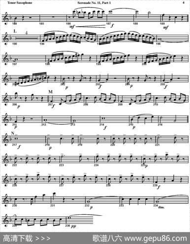 SERENADENo.11inEb，K.375Part1（四重奏·次中音萨克斯分谱）