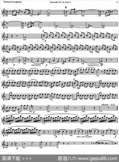 SERENADENo.11inEb，K.375Part1（四重奏·上低音萨克斯分谱）