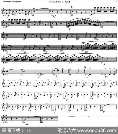 SERENADENo.11inEb，K.375Part1（四重奏·上低音萨克斯分谱）