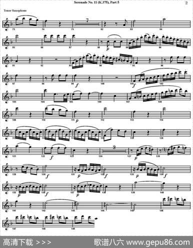 SERENADENo.11inEb，K.375Part5（四重奏·次中音萨克斯分谱）