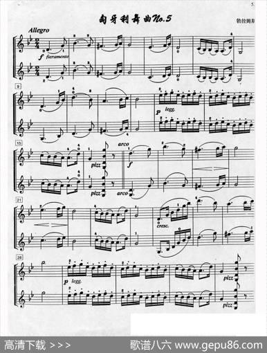 匈牙利舞曲（二重奏）|勃拉姆斯