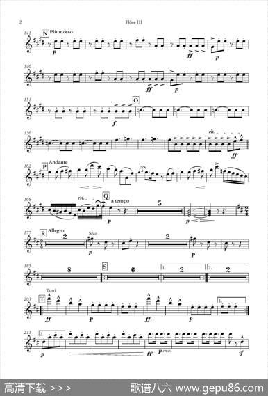 天堂与地狱序曲（管弦乐长笛分谱）