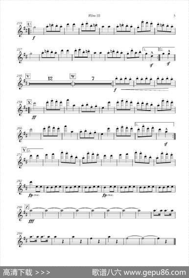 天堂与地狱序曲（管弦乐长笛分谱）