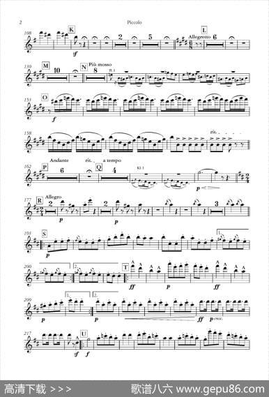 天堂与地狱序曲（管弦乐长笛分谱）