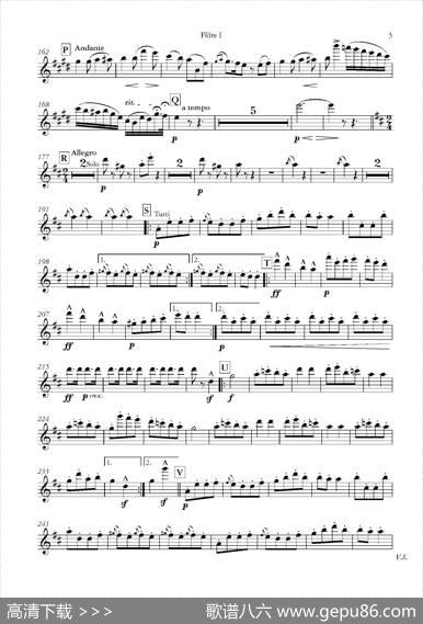 天堂与地狱序曲（管弦乐长笛分谱）