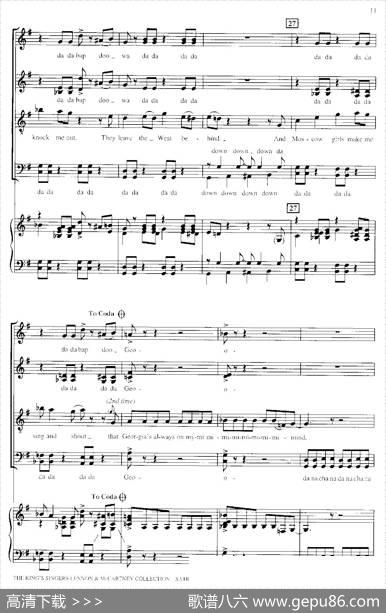 BackintheU.S.S.R.（四重奏+钢琴伴奏）