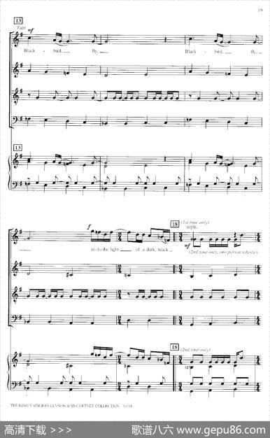 Blackbird（四重奏+钢琴伴奏）