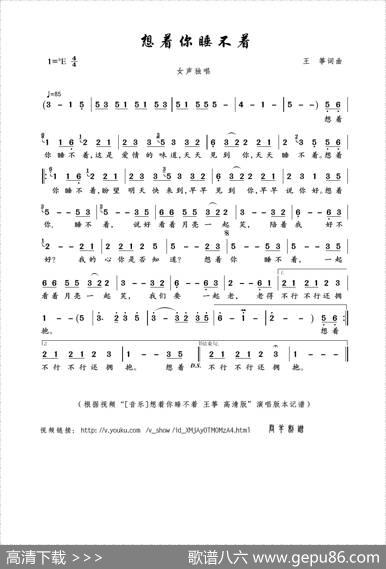 想着你睡不着（王筝词曲） - 王筝|王筝