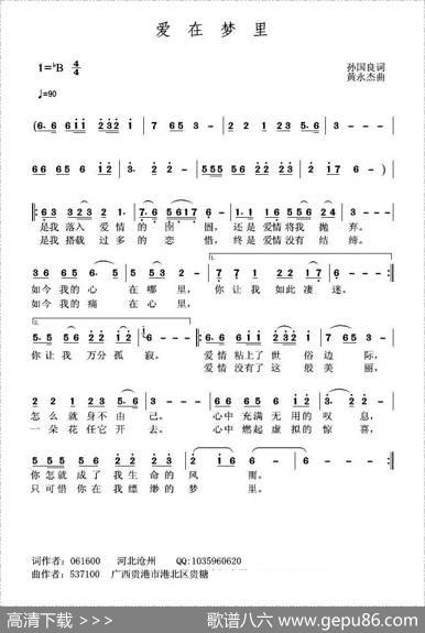 爱在梦里（孙国良词黄永杰曲） - 孙国良|黄永杰
