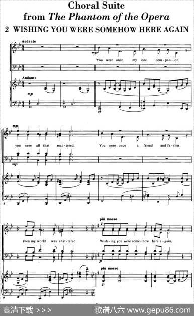 ChoralSuitefromThePhantomoftheOpera（2WISHINGYOUWERESOMEHOWHEREAGAIN、四重奏）