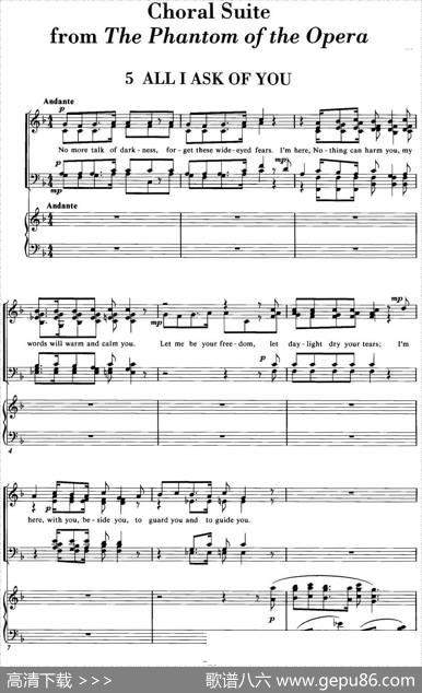 ChoralSuitefromThePhantomoftheOpera（5ALLIASKOFYOU、四重奏）