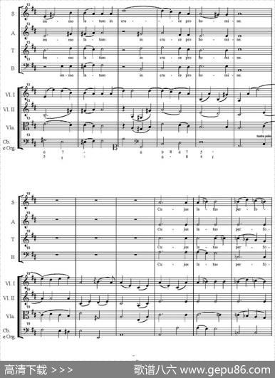 MotetteAVEVERUMCORPUS（KochelNo.618、萨克斯四重奏）