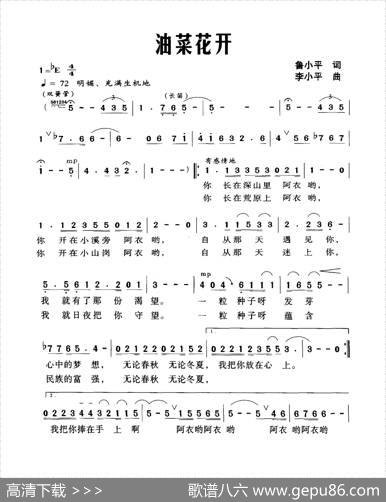 油菜花开（鲁小平词李小平曲） - 鲁小平|李小平