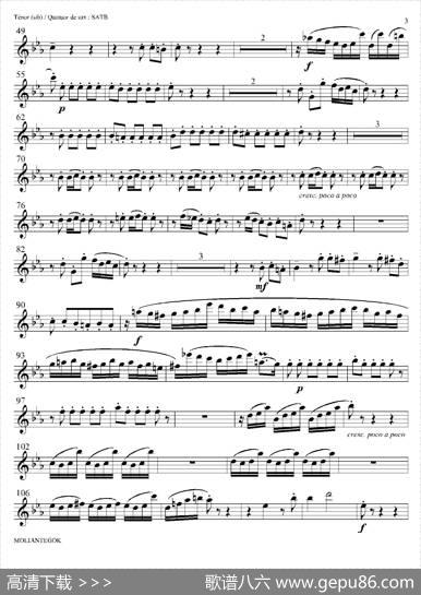 SuiteanglaiseNo2,BWV807（法国组曲之二·前奏曲）（次中音萨克斯分谱）|巴赫