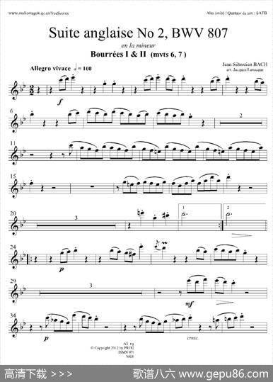 SuiteanglaiseNo2,BWV807（法国组曲之二·布列舞曲）（中音萨克斯分谱）|巴赫